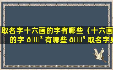 取名字十六画的字有哪些（十六画的字 🐳 有哪些 🌳 取名字男孩）